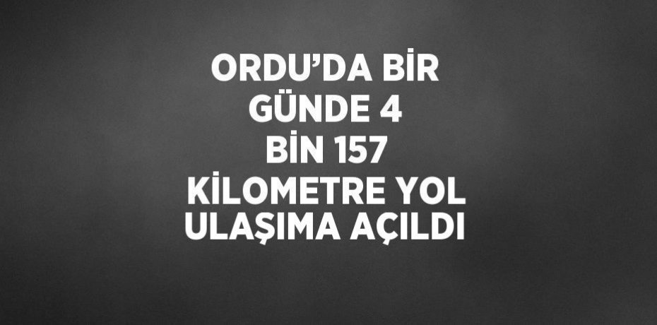 ORDU’DA BİR GÜNDE 4 BİN 157 KİLOMETRE YOL ULAŞIMA AÇILDI
