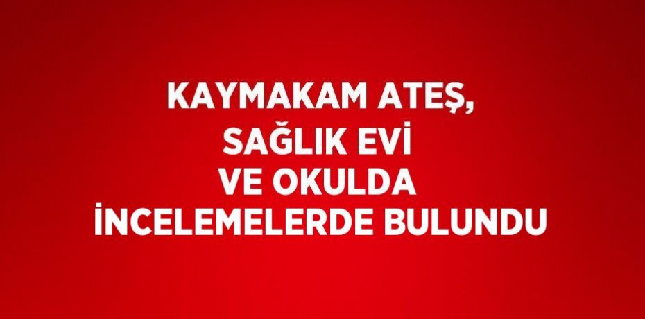 KAYMAKAM ATEŞ, SAĞLIK EVİ VE OKULDA İNCELEMELERDE BULUNDU