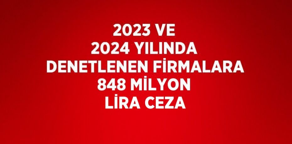 2023 VE 2024 YILINDA DENETLENEN FİRMALARA 848 MİLYON LİRA CEZA