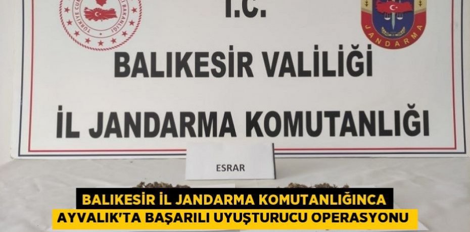 Balıkesir İl Jandarma Komutanlığınca Ayvalık’ta başarılı uyuşturucu operasyonu