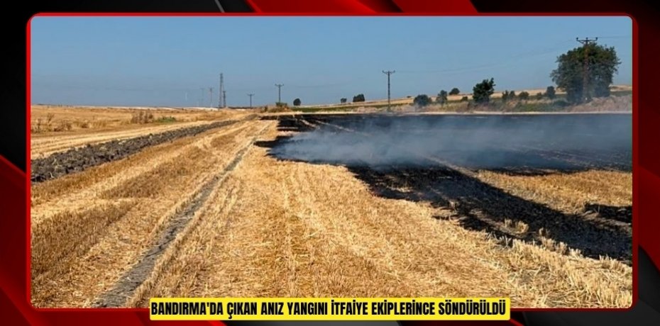 Bandırma'da çıkan anız yangını itfaiye ekiplerince söndürüldü  