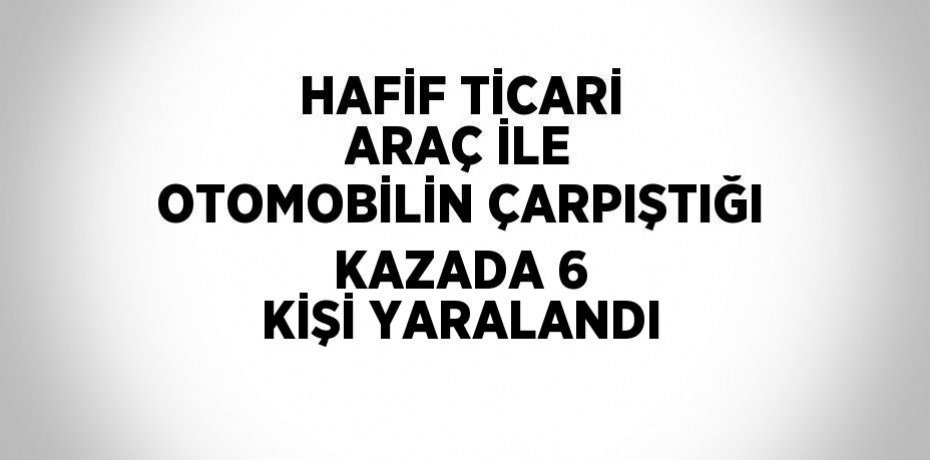 HAFİF TİCARİ ARAÇ İLE OTOMOBİLİN ÇARPIŞTIĞI KAZADA 6 KİŞİ YARALANDI