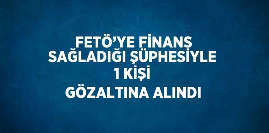 FETÖ’YE FİNANS SAĞLADIĞI ŞÜPHESİYLE 1 KİŞİ GÖZALTINA ALINDI