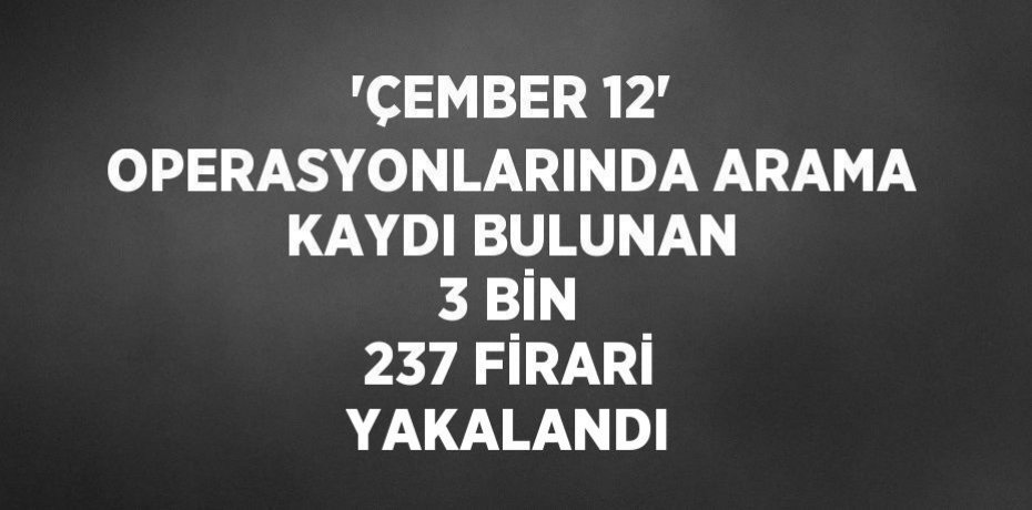 'ÇEMBER 12' OPERASYONLARINDA ARAMA KAYDI BULUNAN 3 BİN 237 FİRARİ YAKALANDI