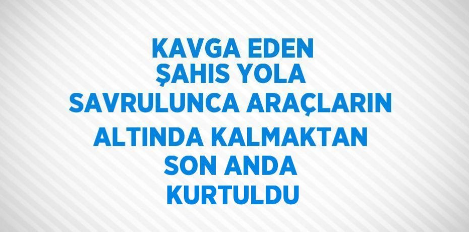 KAVGA EDEN ŞAHIS YOLA SAVRULUNCA ARAÇLARIN ALTINDA KALMAKTAN SON ANDA KURTULDU