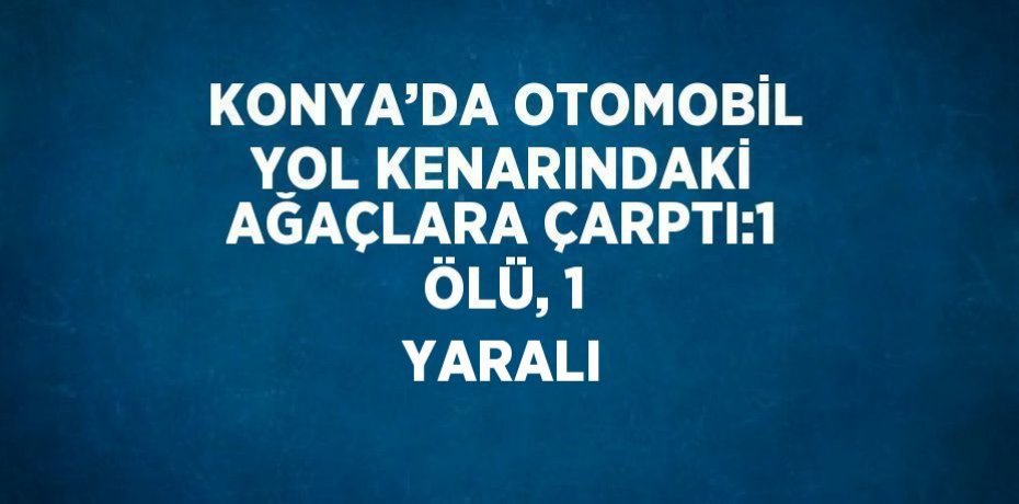 KONYA’DA OTOMOBİL YOL KENARINDAKİ AĞAÇLARA ÇARPTI:1 ÖLÜ, 1 YARALI