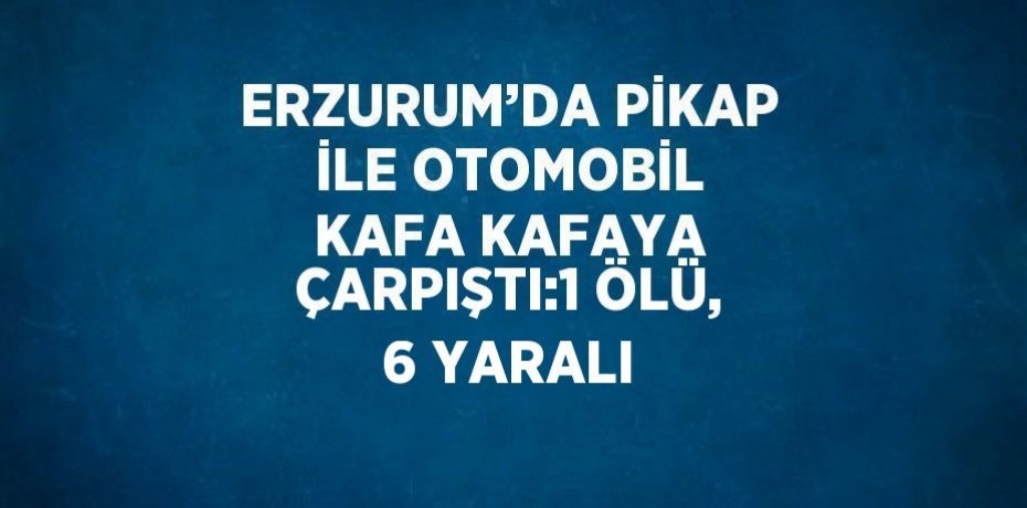 ERZURUM’DA PİKAP İLE OTOMOBİL KAFA KAFAYA ÇARPIŞTI:1 ÖLÜ, 6 YARALI