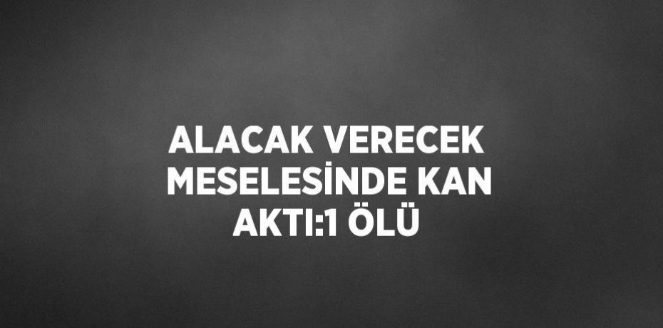 ALACAK VERECEK MESELESİNDE KAN AKTI:1 ÖLÜ