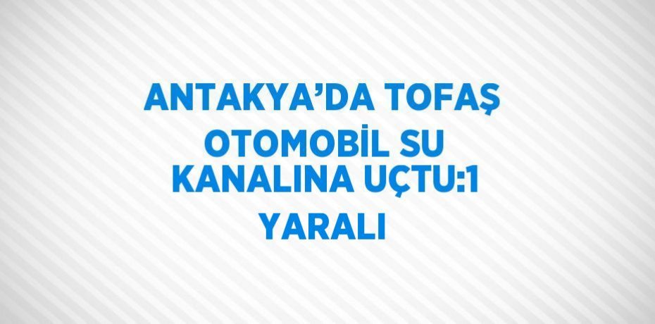 ANTAKYA’DA TOFAŞ OTOMOBİL SU KANALINA UÇTU:1 YARALI