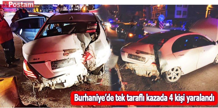 Burhaniye’de tek taraflı kazada 4 kişi yaralandı
