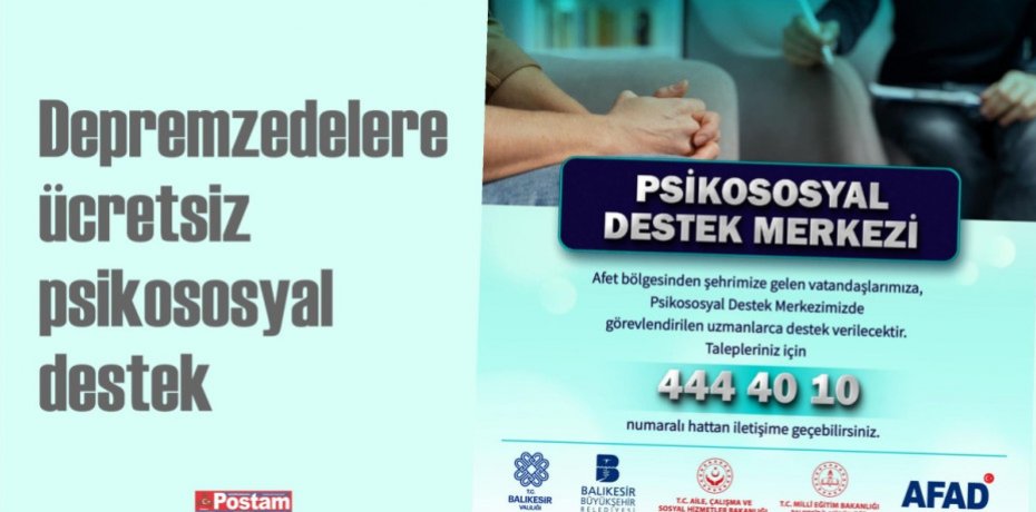 Depremzedelere ücretsiz psikososyal destek
