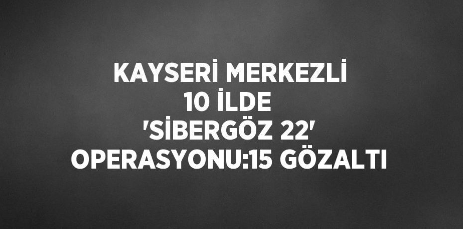 KAYSERİ MERKEZLİ 10 İLDE 'SİBERGÖZ 22' OPERASYONU:15 GÖZALTI