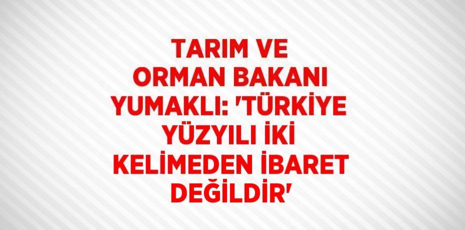 TARIM VE ORMAN BAKANI YUMAKLI: 'TÜRKİYE YÜZYILI İKİ KELİMEDEN İBARET DEĞİLDİR'