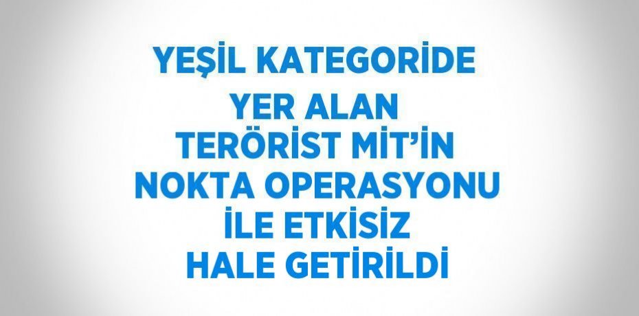YEŞİL KATEGORİDE YER ALAN TERÖRİST MİT’İN NOKTA OPERASYONU İLE ETKİSİZ HALE GETİRİLDİ
