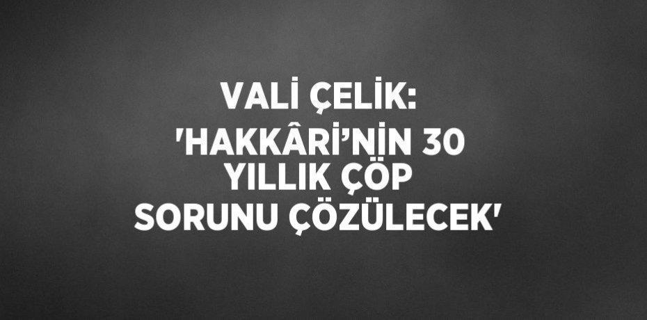 VALİ ÇELİK: 'HAKKÂRİ’NİN 30 YILLIK ÇÖP SORUNU ÇÖZÜLECEK'