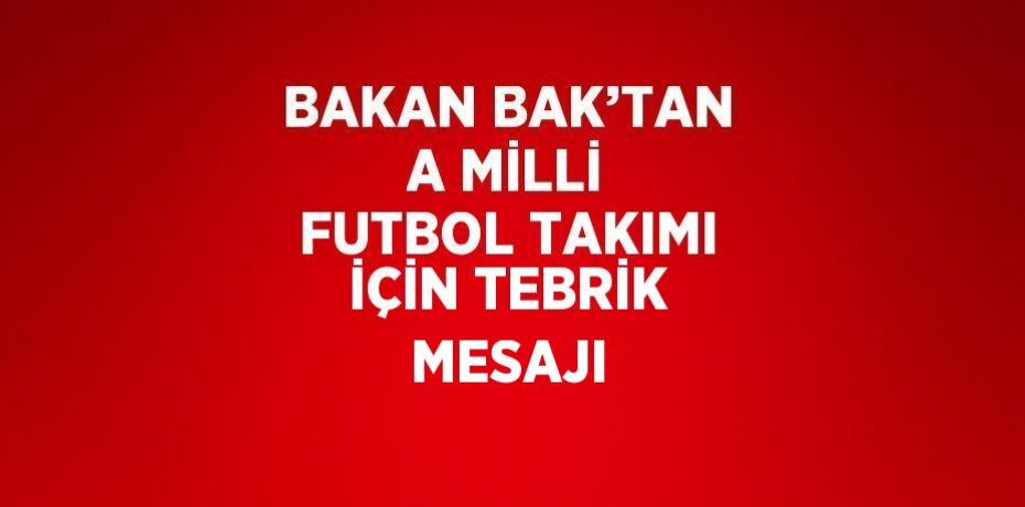BAKAN BAK’TAN A MİLLİ FUTBOL TAKIMI İÇİN TEBRİK MESAJI