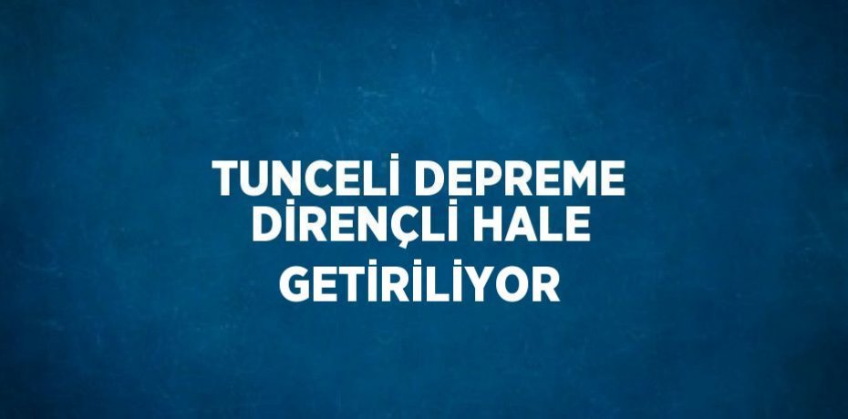 TUNCELİ DEPREME DİRENÇLİ HALE GETİRİLİYOR