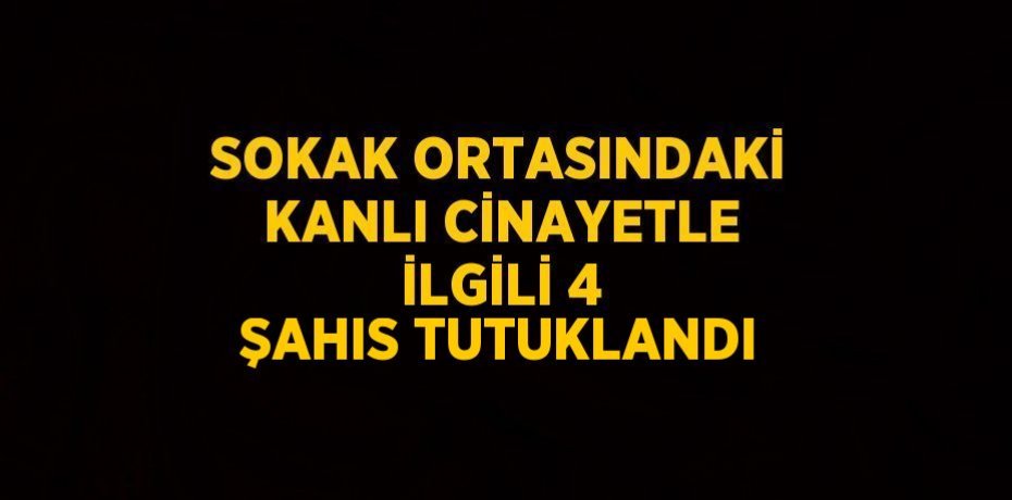 SOKAK ORTASINDAKİ KANLI CİNAYETLE İLGİLİ 4 ŞAHIS TUTUKLANDI