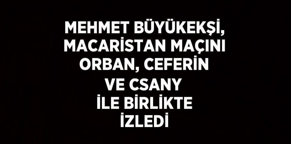 MEHMET BÜYÜKEKŞİ, MACARİSTAN MAÇINI ORBAN, CEFERİN VE CSANY İLE BİRLİKTE İZLEDİ