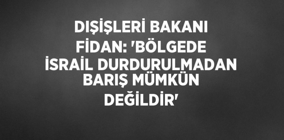 DIŞİŞLERİ BAKANI FİDAN: 'BÖLGEDE İSRAİL DURDURULMADAN BARIŞ MÜMKÜN DEĞİLDİR'