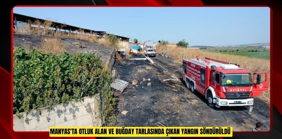 Manyas'ta otluk alan ve buğday tarlasında çıkan yangın söndürüldü  