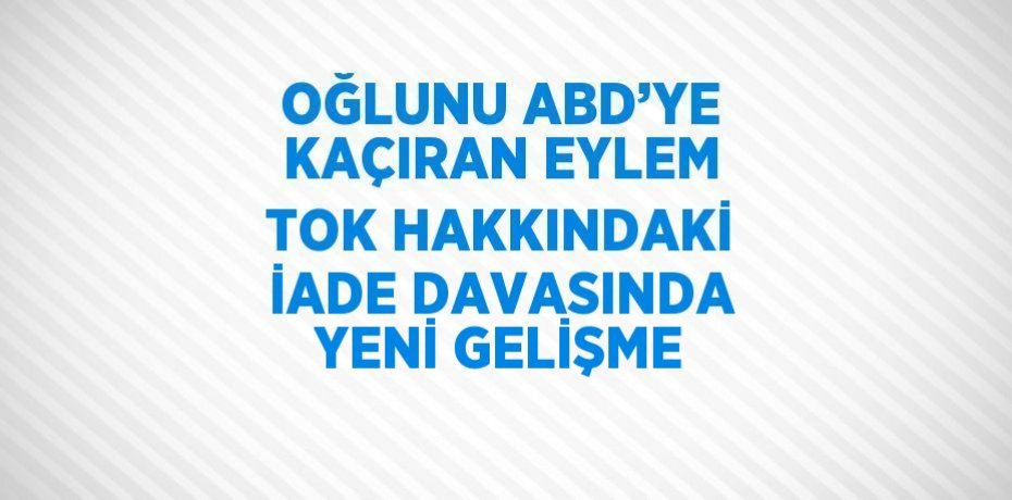 OĞLUNU ABD’YE KAÇIRAN EYLEM TOK HAKKINDAKİ İADE DAVASINDA YENİ GELİŞME