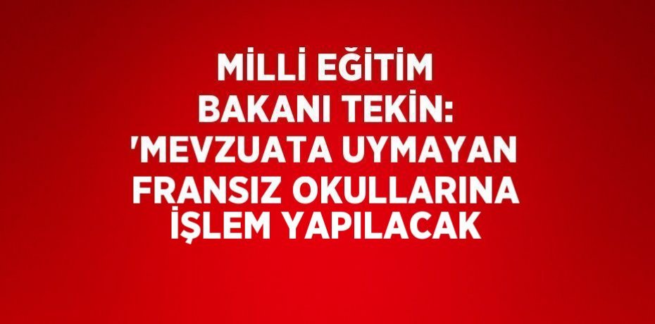 MİLLİ EĞİTİM BAKANI TEKİN: 'MEVZUATA UYMAYAN FRANSIZ OKULLARINA İŞLEM YAPILACAK