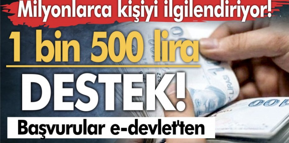Milyonlarca kişiyi ilgilendiriyor! Aylık 1 bin 500 lira destek! Başvurular e-devlet'ten...