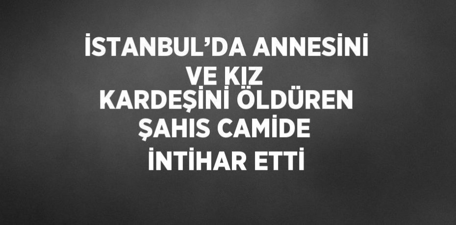 İSTANBUL’DA ANNESİNİ VE KIZ KARDEŞİNİ ÖLDÜREN ŞAHIS CAMİDE İNTİHAR ETTİ