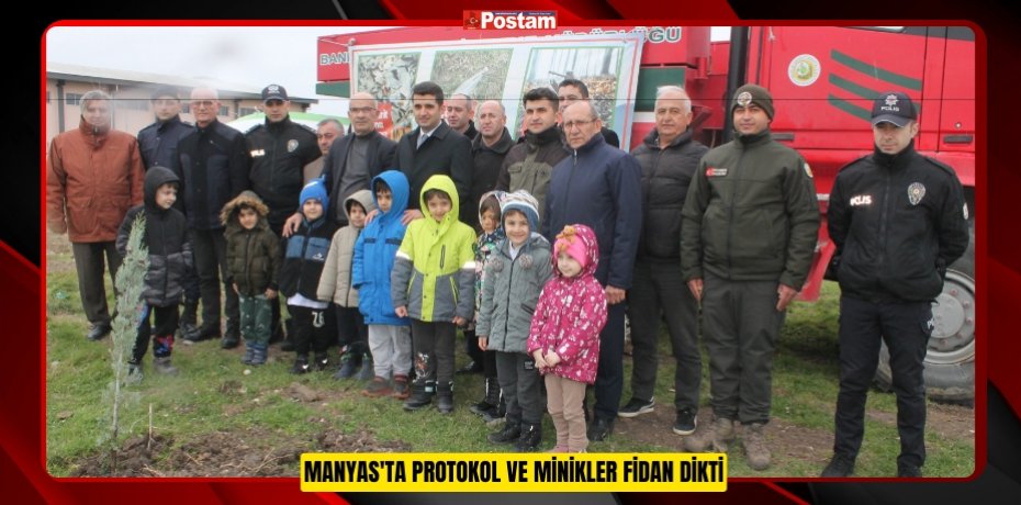 Manyas'ta protokol ve minikler fidan dikti  