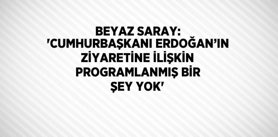 BEYAZ SARAY: 'CUMHURBAŞKANI ERDOĞAN’IN ZİYARETİNE İLİŞKİN PROGRAMLANMIŞ BİR ŞEY YOK'