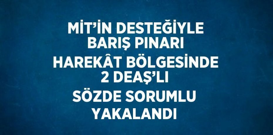 MİT’İN DESTEĞİYLE BARIŞ PINARI HAREKÂT BÖLGESİNDE 2 DEAŞ’LI SÖZDE SORUMLU YAKALANDI