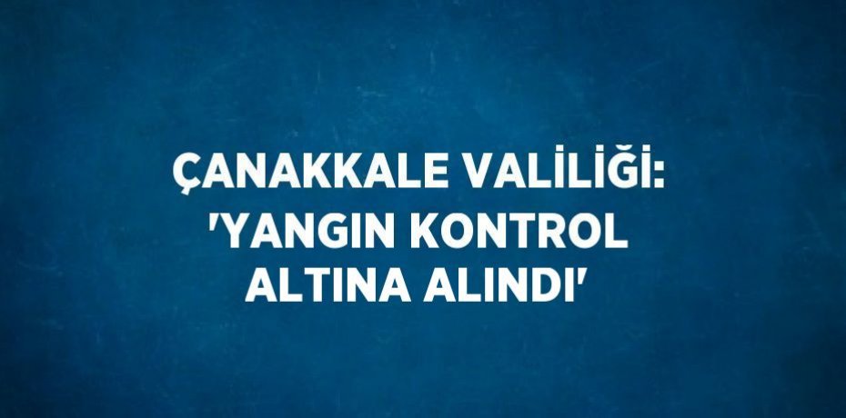 ÇANAKKALE VALİLİĞİ: 'YANGIN KONTROL ALTINA ALINDI'