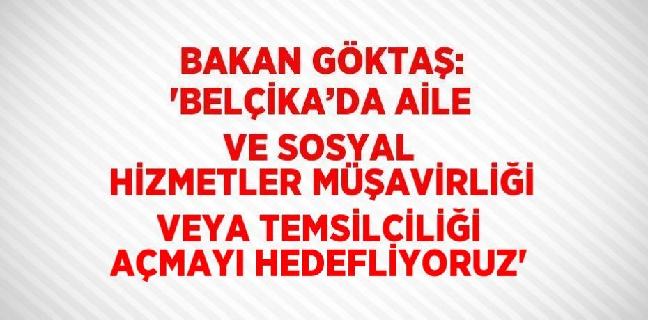 BAKAN GÖKTAŞ: 'BELÇİKA’DA AİLE VE SOSYAL HİZMETLER MÜŞAVİRLİĞİ VEYA TEMSİLCİLİĞİ AÇMAYI HEDEFLİYORUZ'