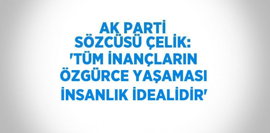 AK PARTİ SÖZCÜSÜ ÇELİK: 'TÜM İNANÇLARIN ÖZGÜRCE YAŞAMASI İNSANLIK İDEALİDİR'