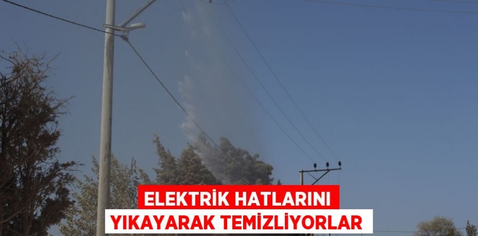 Elektrik hatlarını yıkayarak temizliyorlar