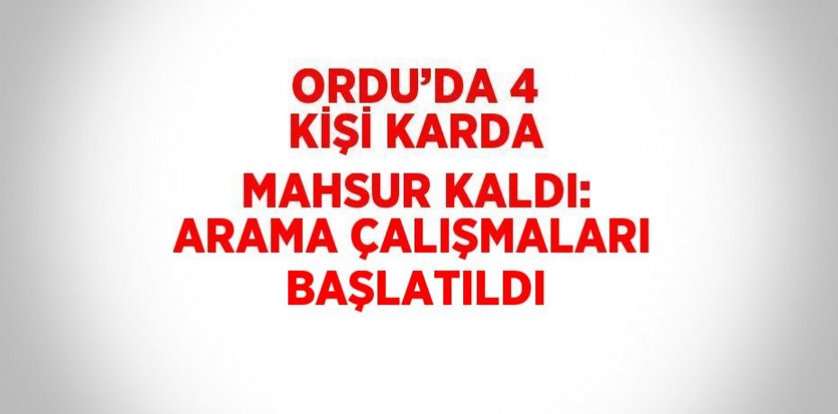 ORDU’DA 4 KİŞİ KARDA MAHSUR KALDI: ARAMA ÇALIŞMALARI BAŞLATILDI