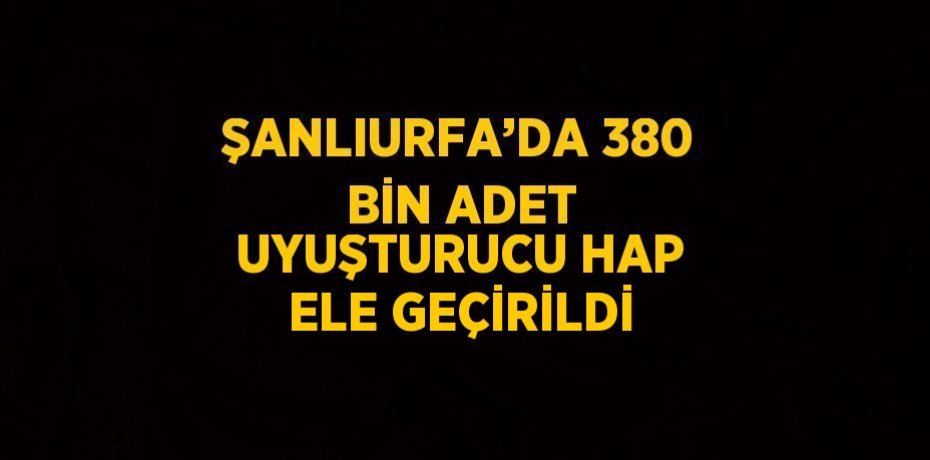 ŞANLIURFA’DA 380 BİN ADET UYUŞTURUCU HAP ELE GEÇİRİLDİ