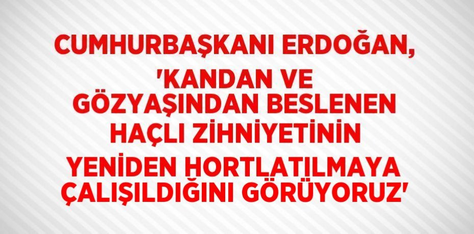 CUMHURBAŞKANI ERDOĞAN, 'KANDAN VE GÖZYAŞINDAN BESLENEN HAÇLI ZİHNİYETİNİN YENİDEN HORTLATILMAYA ÇALIŞILDIĞINI GÖRÜYORUZ'