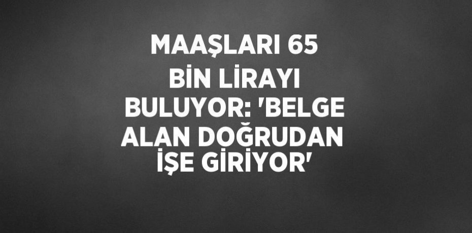 MAAŞLARI 65 BİN LİRAYI BULUYOR: 'BELGE ALAN DOĞRUDAN İŞE GİRİYOR'