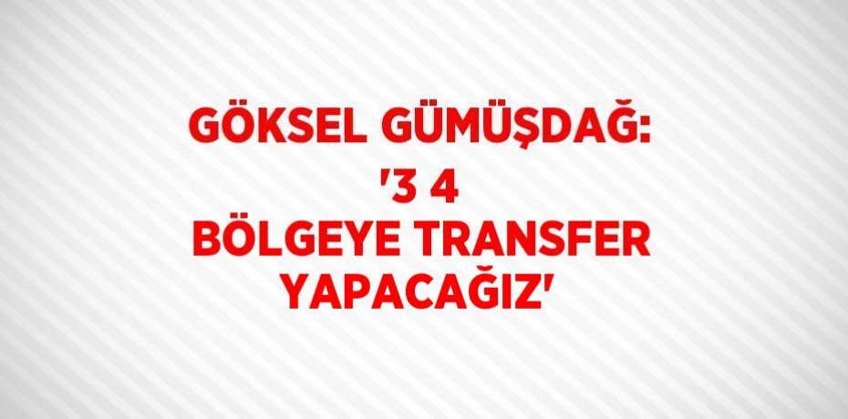 GÖKSEL GÜMÜŞDAĞ: '3 4 BÖLGEYE TRANSFER YAPACAĞIZ'