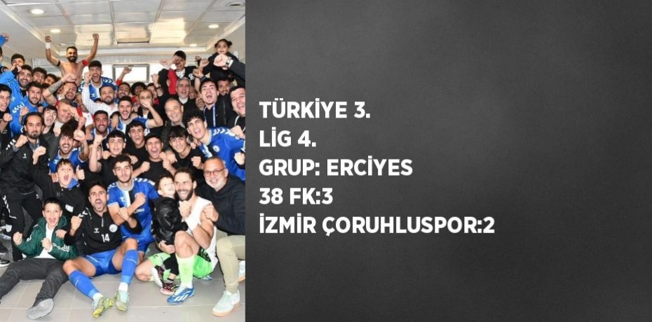 TÜRKİYE 3. LİG 4. GRUP: ERCİYES 38 FK:3 İZMİR ÇORUHLUSPOR:2
