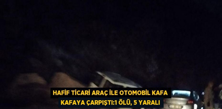 HAFİF TİCARİ ARAÇ İLE OTOMOBİL KAFA KAFAYA ÇARPIŞTI:1 ÖLÜ, 5 YARALI