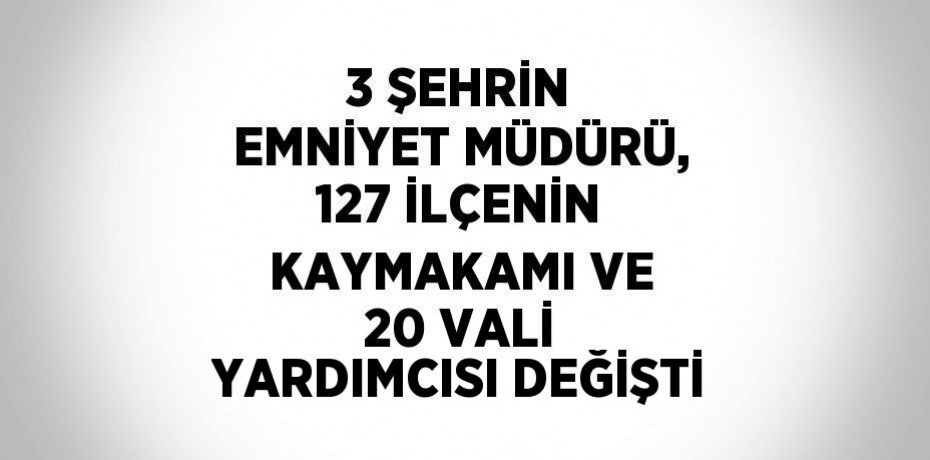 3 ŞEHRİN EMNİYET MÜDÜRÜ, 127 İLÇENİN KAYMAKAMI VE 20 VALİ YARDIMCISI DEĞİŞTİ