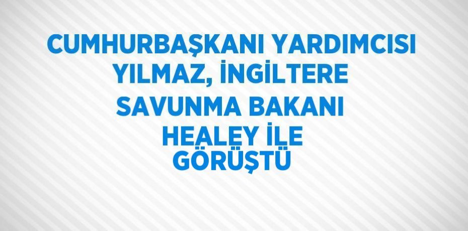 CUMHURBAŞKANI YARDIMCISI YILMAZ, İNGİLTERE SAVUNMA BAKANI HEALEY İLE GÖRÜŞTÜ