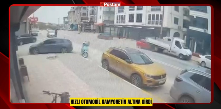 Hızlı otomobil kamyonetin altına girdi  