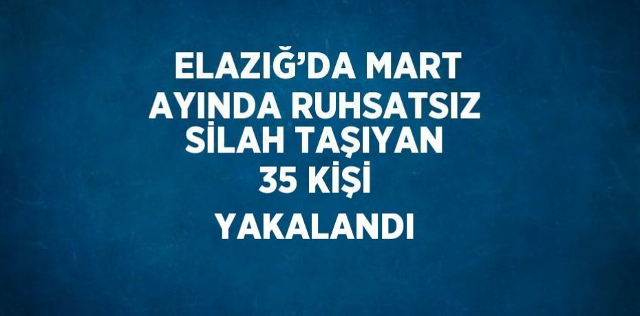 ELAZIĞ’DA MART AYINDA RUHSATSIZ SİLAH TAŞIYAN 35 KİŞİ YAKALANDI