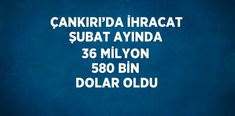 ÇANKIRI’DA İHRACAT ŞUBAT AYINDA 36 MİLYON 580 BİN DOLAR OLDU