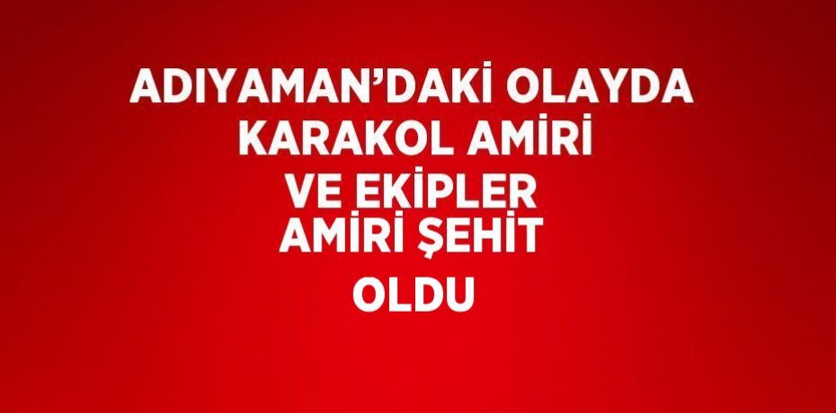 ADIYAMAN’DAKİ OLAYDA KARAKOL AMİRİ VE EKİPLER AMİRİ ŞEHİT OLDU