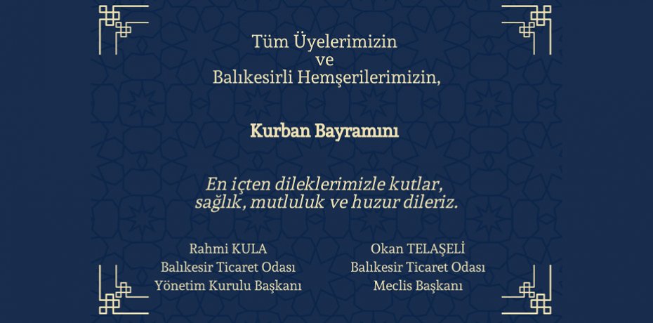 BALIKESİR TİCARET ODASI BAYRAM İLANI